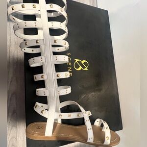 White Studded Gladiator Sandals